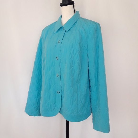 Requirements Tiffany Blue Quilted Snap Button Down Jacket Size XL - Picture 5 of 10